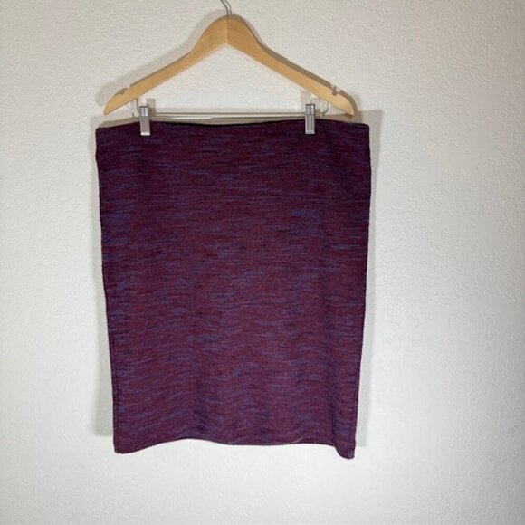 LOFT Dresses & Skirts - Loft Burgundy Blue Knit Sweater Pencil Skirt Women’s Size XL